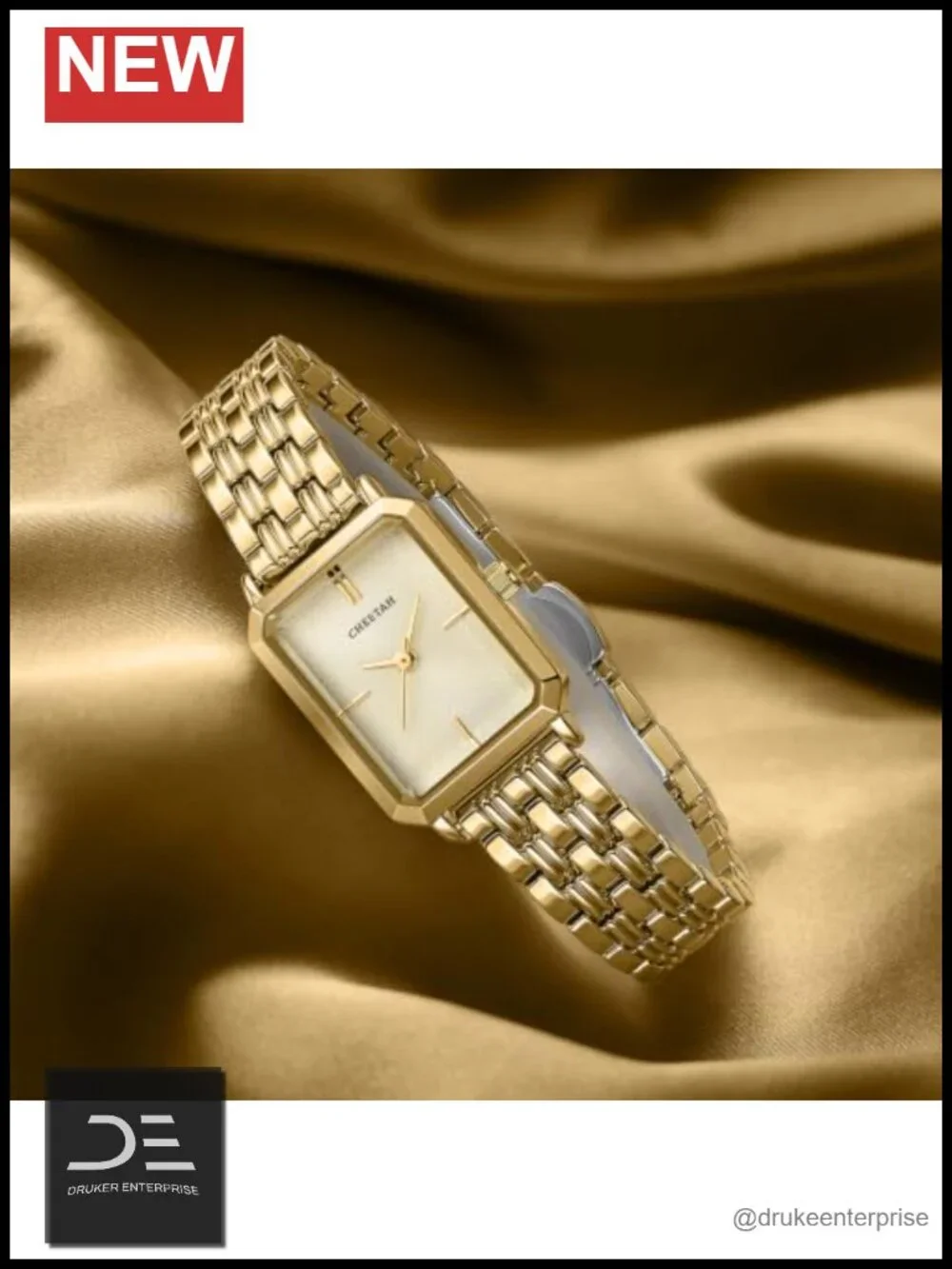 Two Tone Stainless Steel Bracelet Watch Rectangular Minimalist